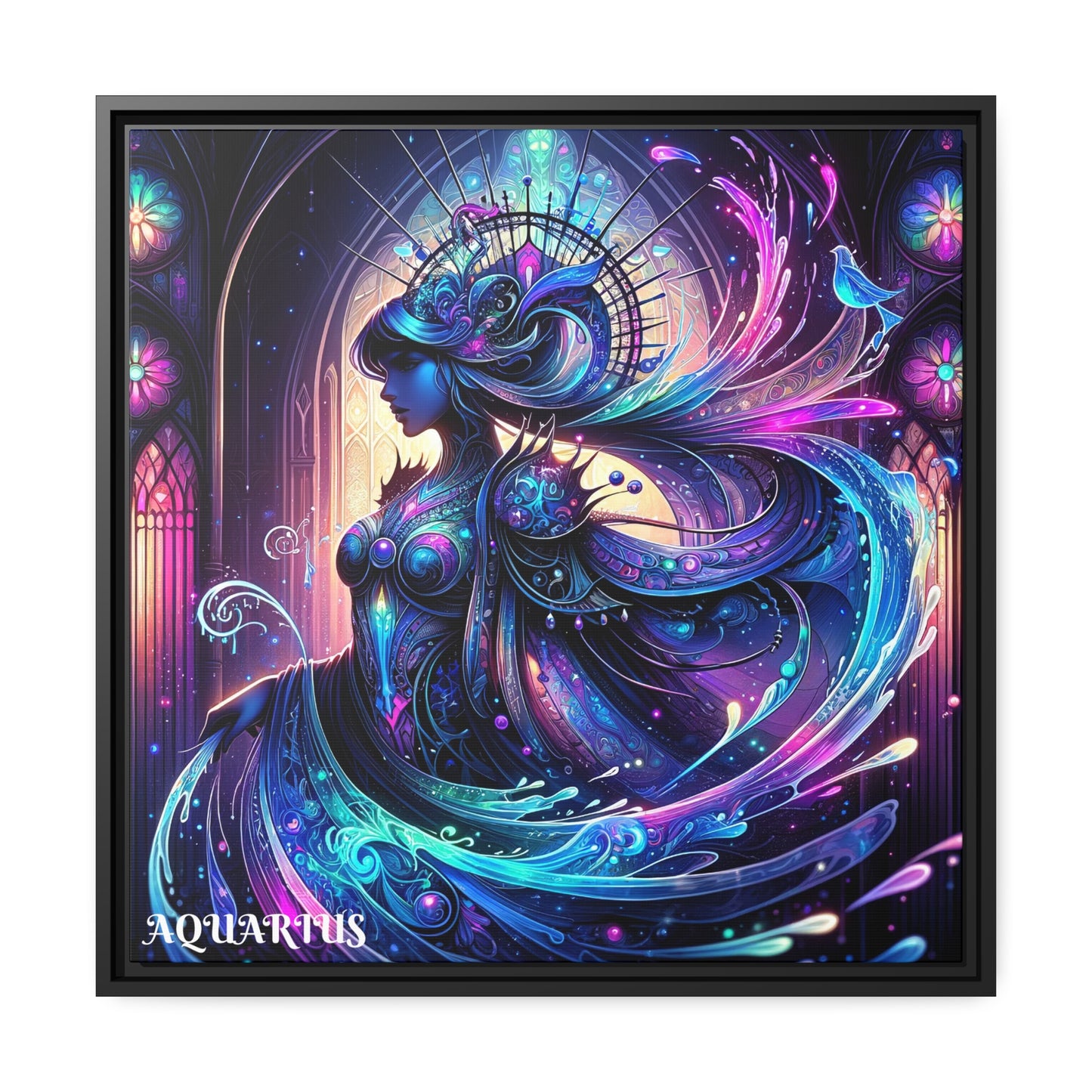 AQUARIUS Matte Canvas, Black Frame