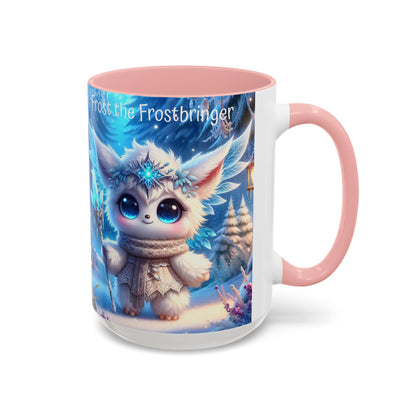 Accent Mug (11, 15oz) Frost the Frostbringer Fairyland Guardian, Magical and Fantasy Mug