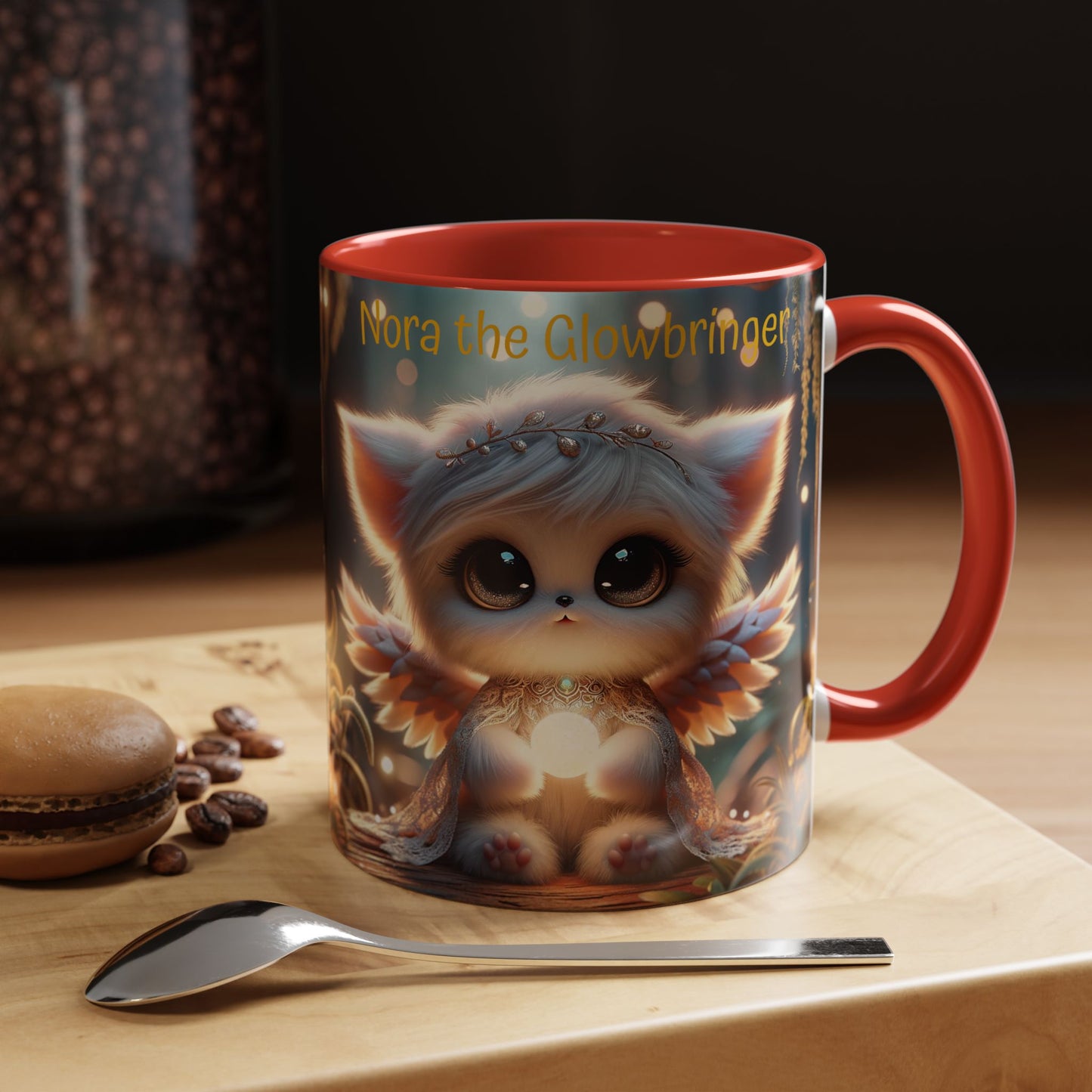 Accent Coffee Mug (11, 15oz) Nora the Glowbringer Fairyland Guardian, Magical and Fantasy Mug