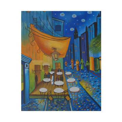 Cafeteria Night Matte Canvas, Stretched, 0.75"