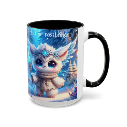 Accent Mug (11, 15oz) Frost the Frostbringer Fairyland Guardian, Magical and Fantasy Mug