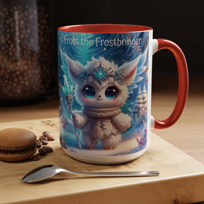 Accent Mug (11, 15oz) Frost the Frostbringer Fairyland Guardian, Magical and Fantasy Mug