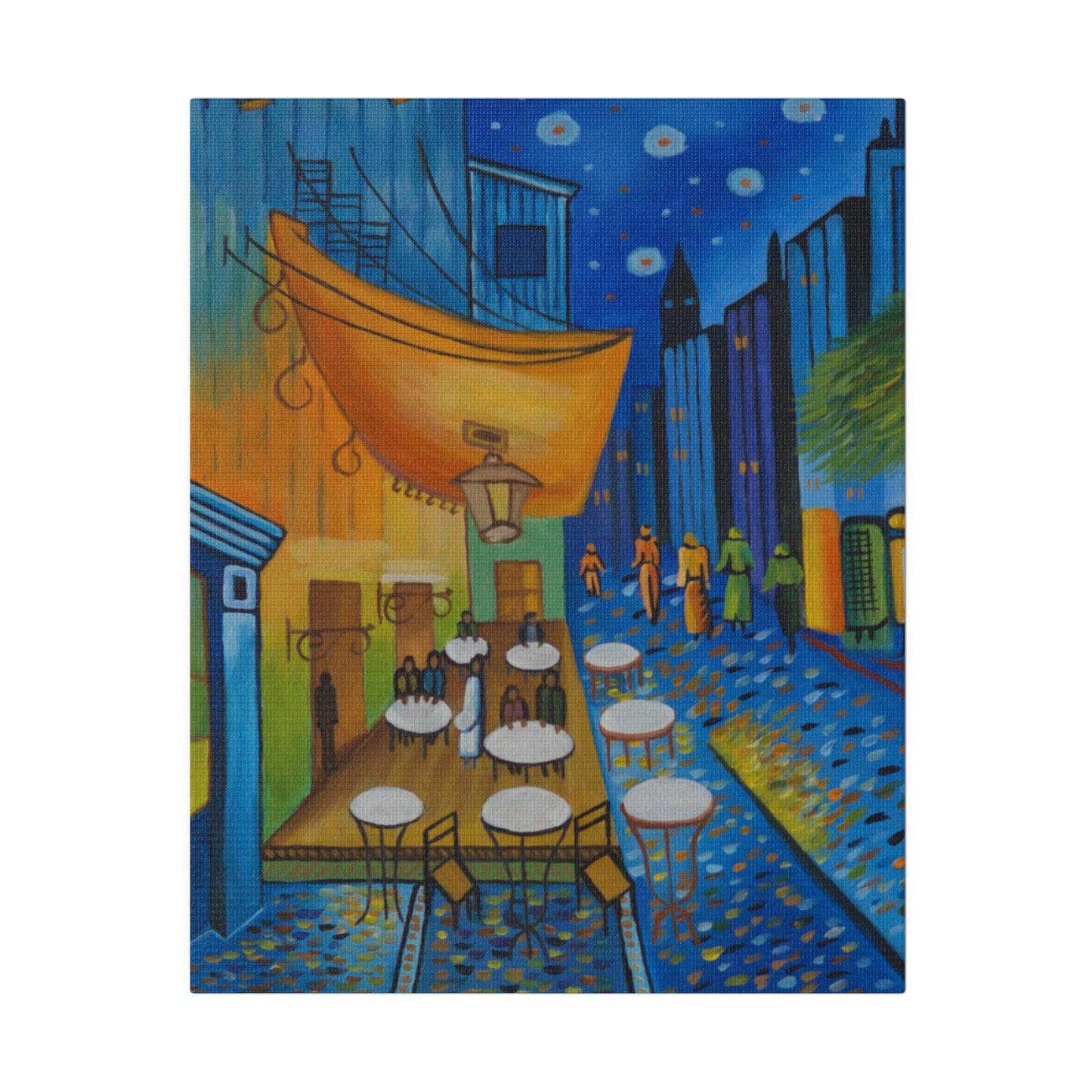 Cafeteria Night Matte Canvas, Stretched, 0.75"