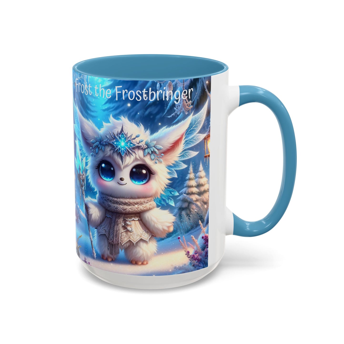 Accent Mug (11, 15oz) Frost the Frostbringer Fairyland Guardian, Magical and Fantasy Mug