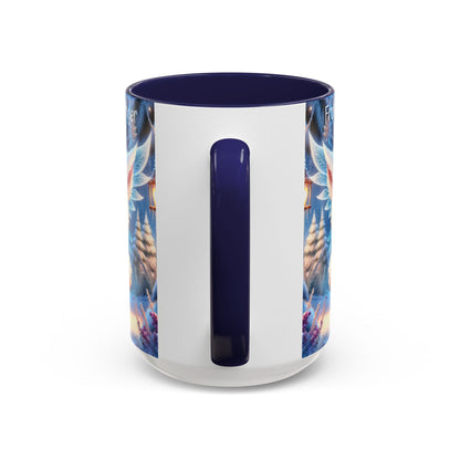 Accent Mug (11, 15oz) Frost the Frostbringer Fairyland Guardian, Magical and Fantasy Mug