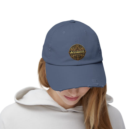 AQUARIUS Unisex Distressed Cap