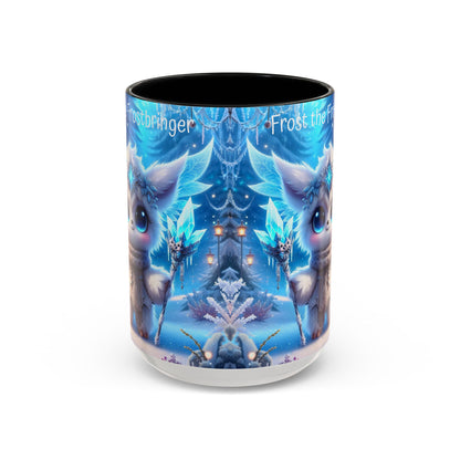 Accent Mug (11, 15oz) Frost the Frostbringer Fairyland Guardian, Magical and Fantasy Mug