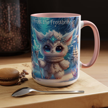 Accent Mug (11, 15oz) Frost the Frostbringer Fairyland Guardian, Magical and Fantasy Mug