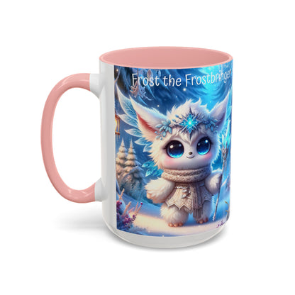 Accent Mug (11, 15oz) Frost the Frostbringer Fairyland Guardian, Magical and Fantasy Mug