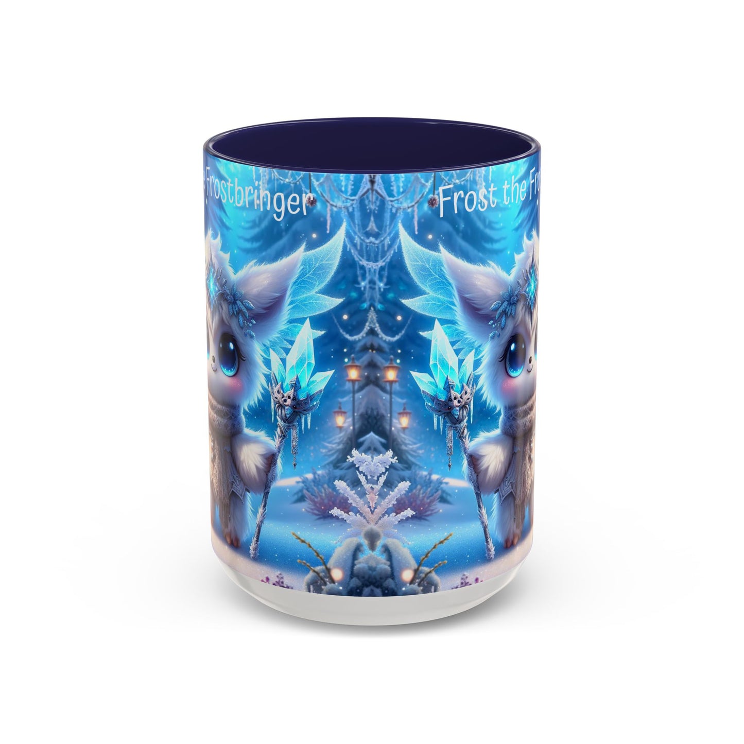 Accent Mug (11, 15oz) Frost the Frostbringer Fairyland Guardian, Magical and Fantasy Mug