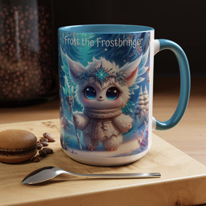 Accent Mug (11, 15oz) Frost the Frostbringer Fairyland Guardian, Magical and Fantasy Mug