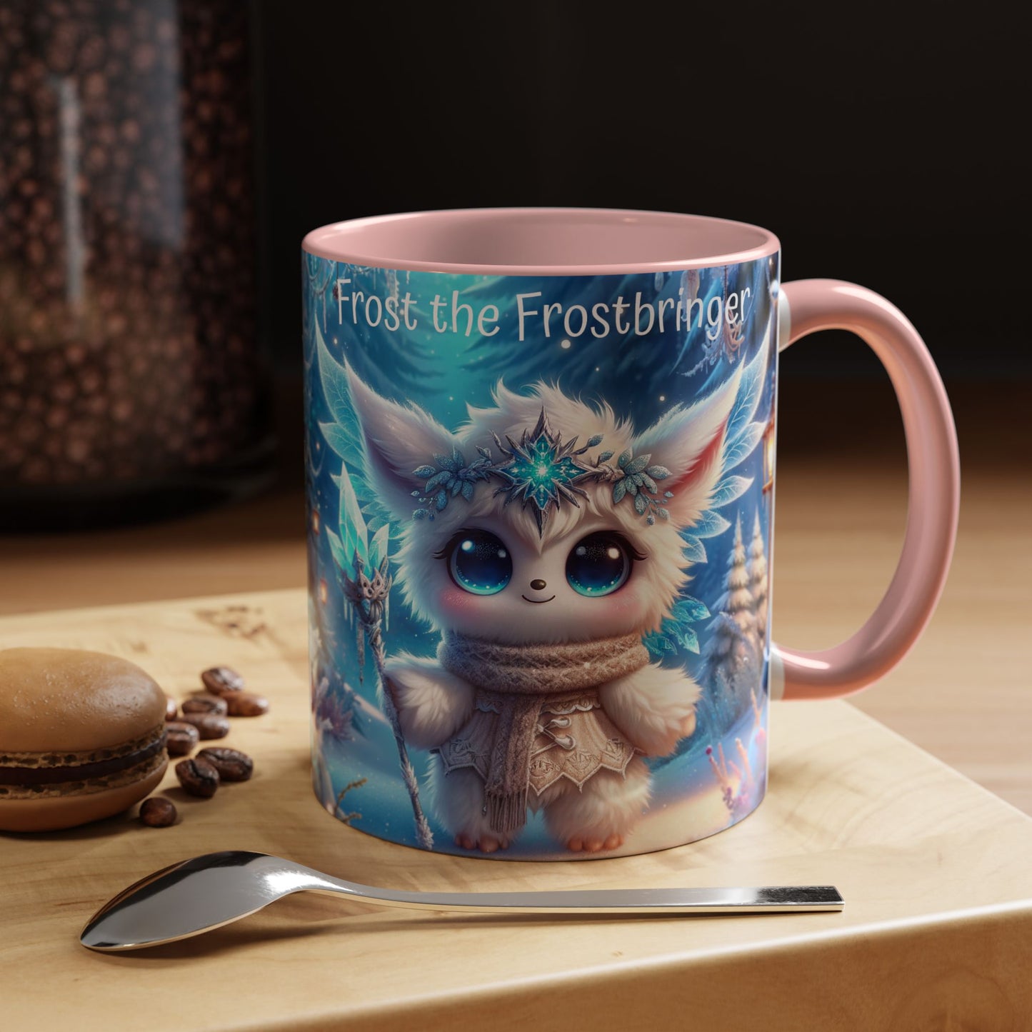 Accent Mug (11, 15oz) Frost the Frostbringer Fairyland Guardian, Magical and Fantasy Mug