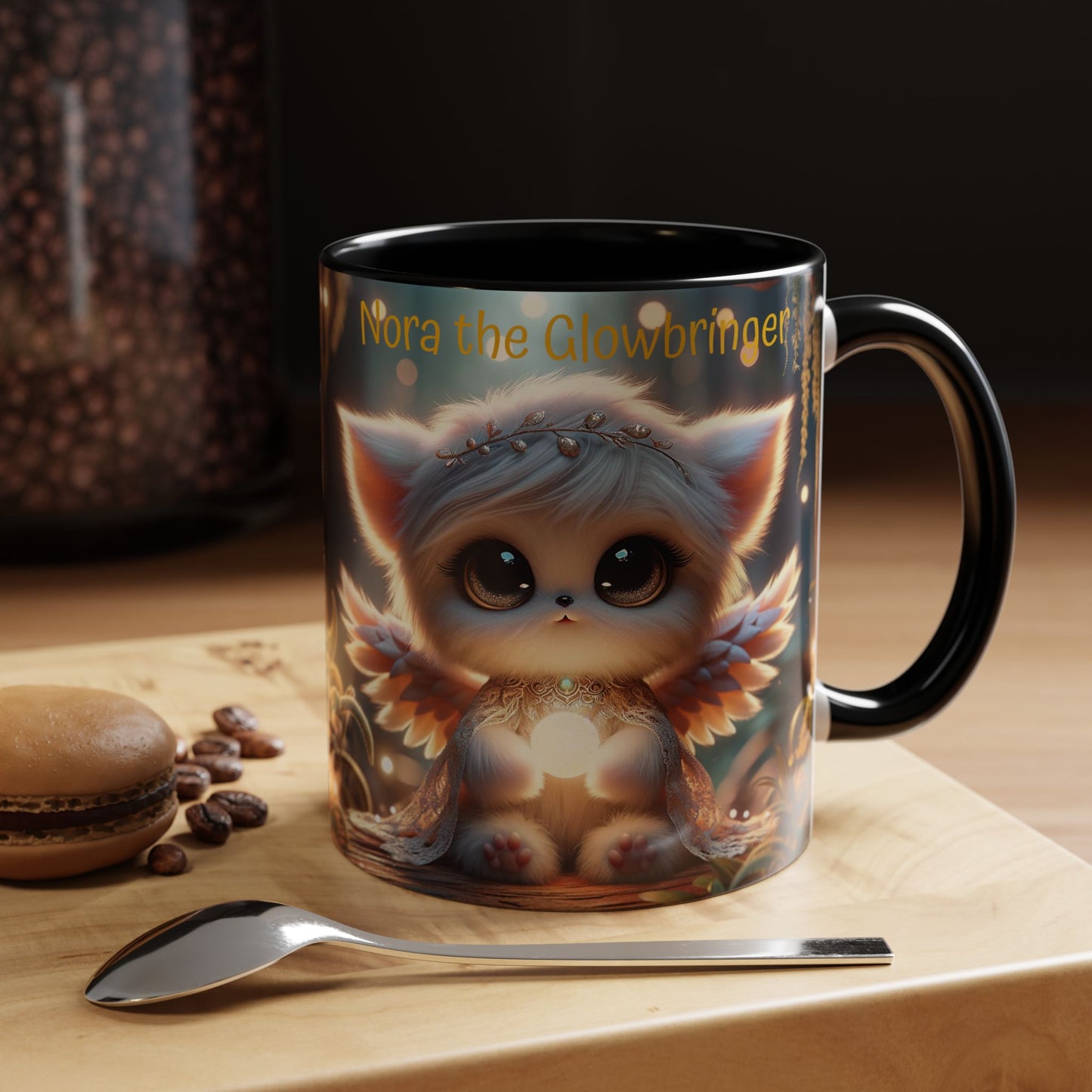 Accent Coffee Mug (11, 15oz) Nora the Glowbringer Fairyland Guardian, Magical and Fantasy Mug