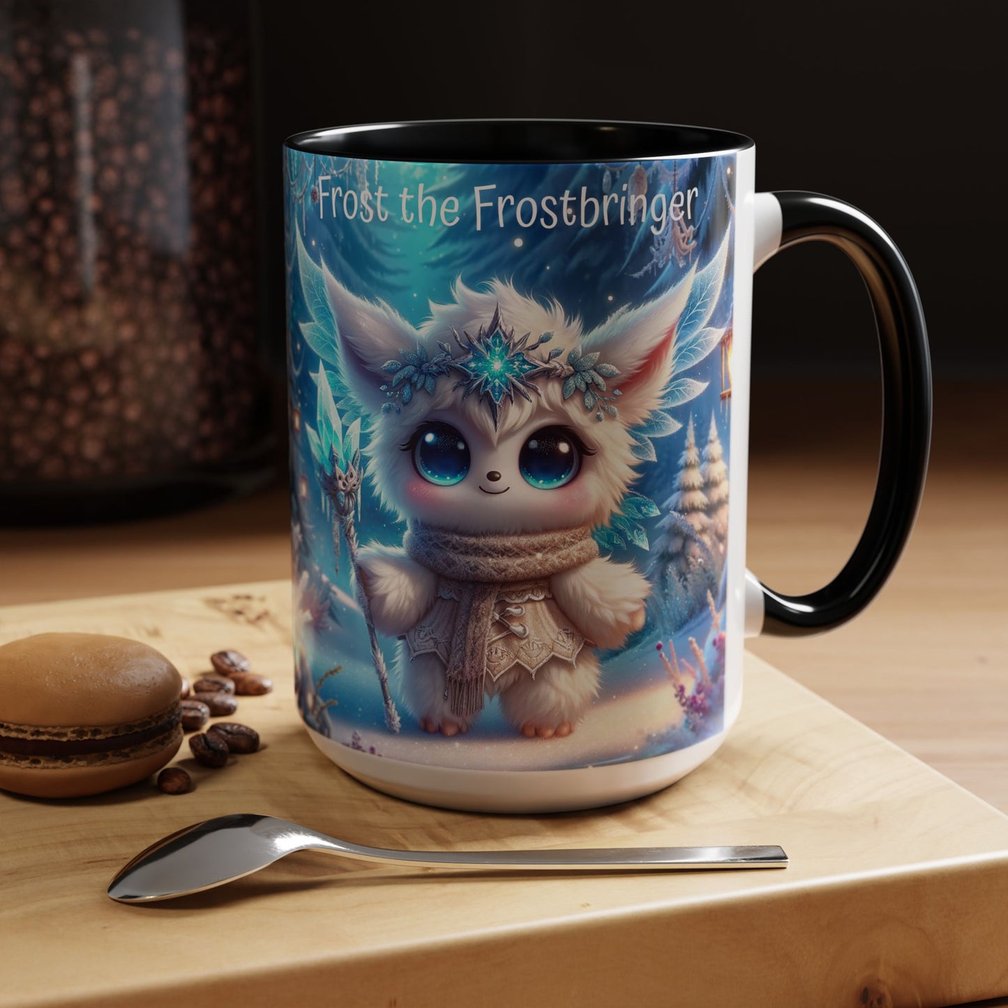 Accent Mug (11, 15oz) Frost the Frostbringer Fairyland Guardian, Magical and Fantasy Mug