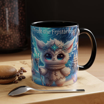 Accent Mug (11, 15oz) Frost the Frostbringer Fairyland Guardian, Magical and Fantasy Mug