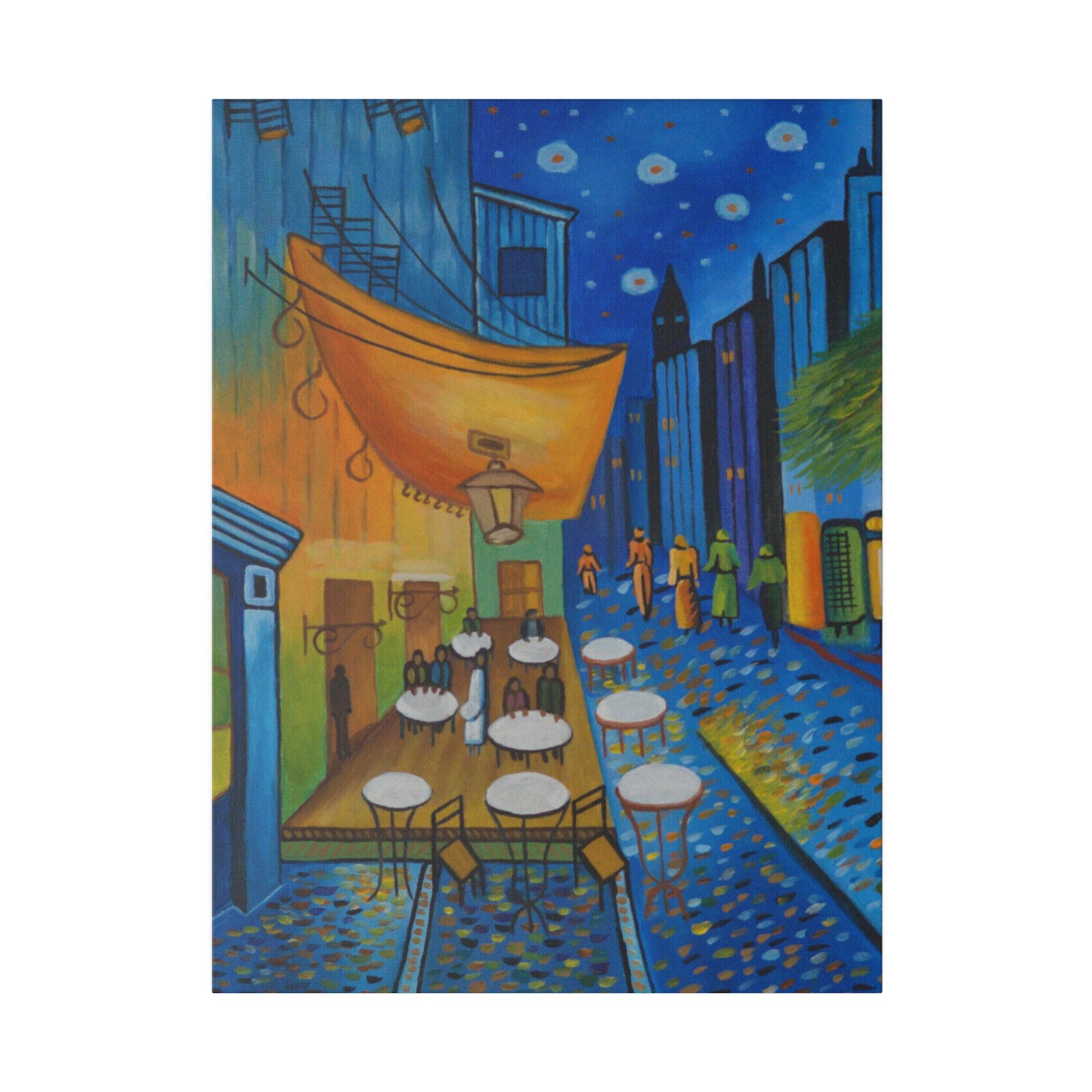 Cafeteria Night Matte Canvas, Stretched, 0.75"