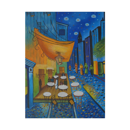 Cafeteria Night Matte Canvas, Stretched, 0.75"