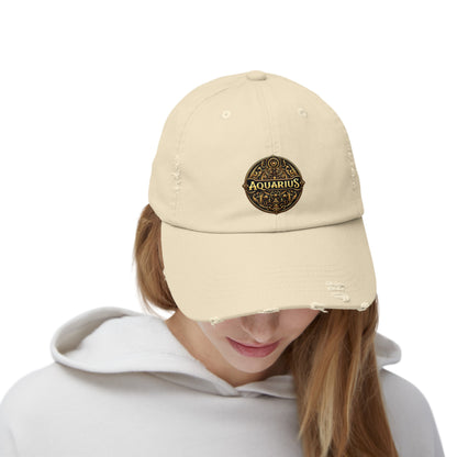 AQUARIUS Unisex Distressed Cap