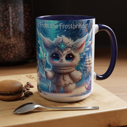 Accent Mug (11, 15oz) Frost the Frostbringer Fairyland Guardian, Magical and Fantasy Mug