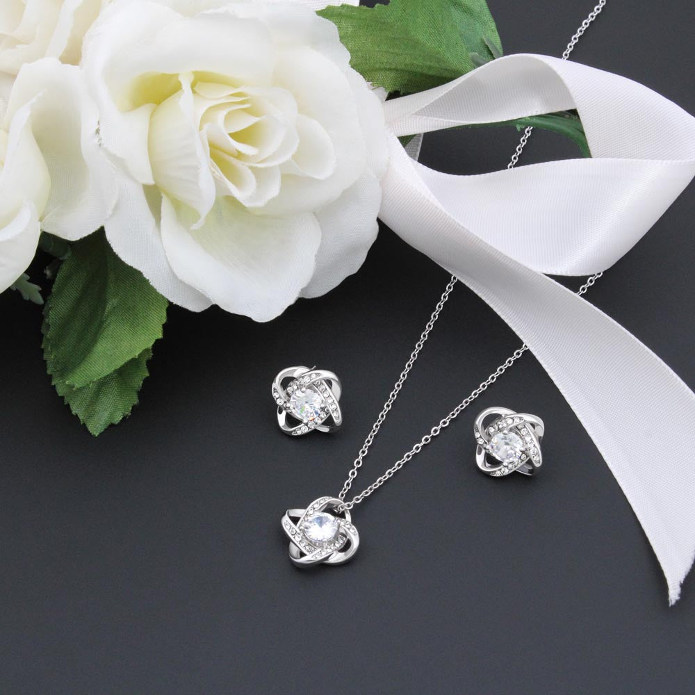 Valentine's Day Love Knot Necklace & Earring Set from Husband for Wife