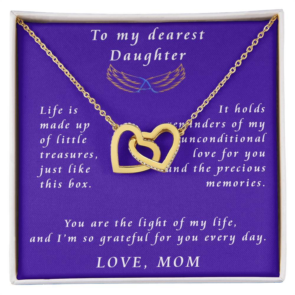 A Mother's Love for Her Daughter Interlocking Hearts Necklace. From Mother to Daughter