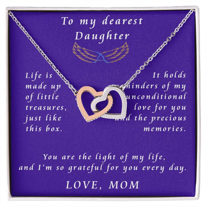 A Mother's Love for Her Daughter Interlocking Hearts Necklace. From Mother to Daughter