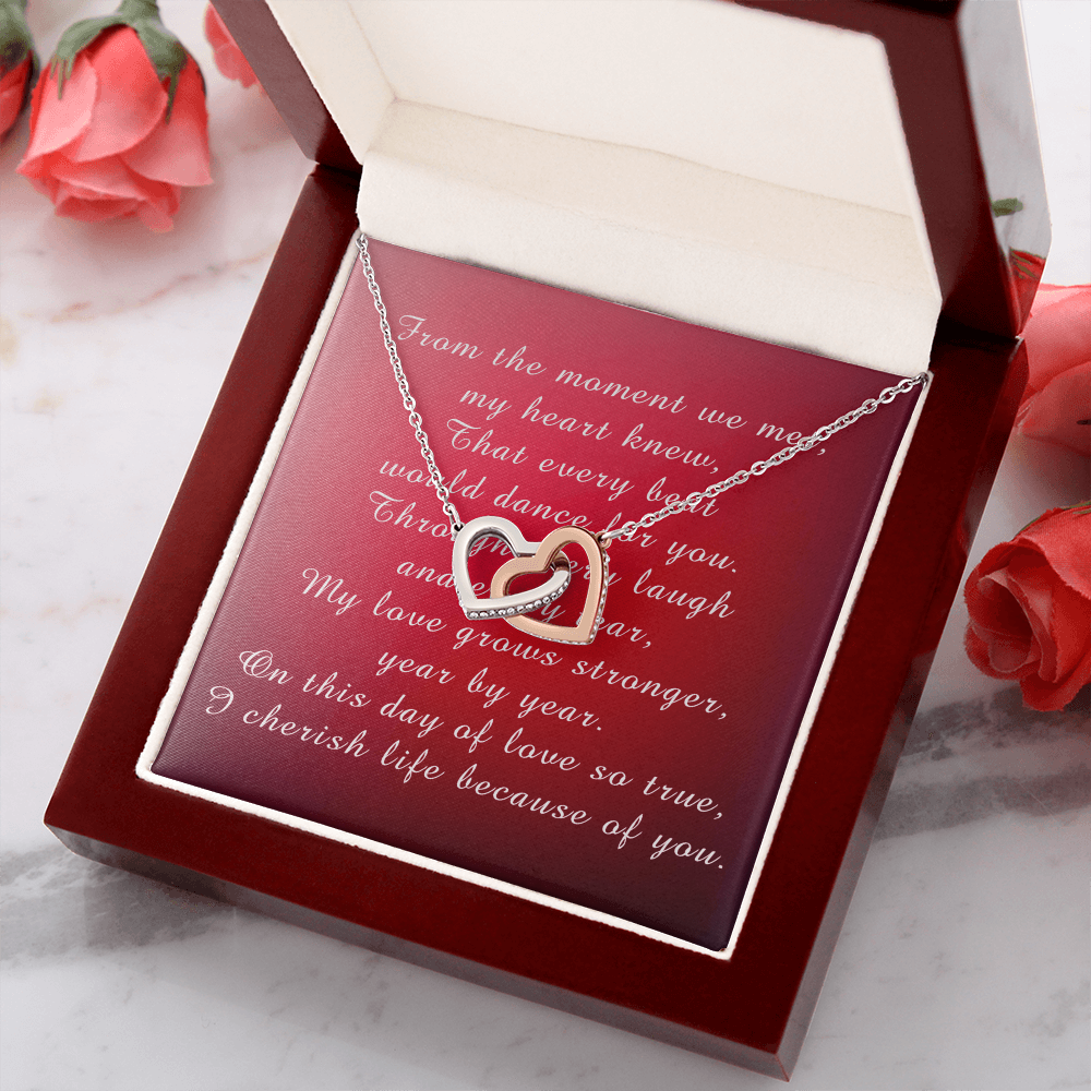 Interlocking Hearts Necklace Happy Valentine's Day from husband to wife