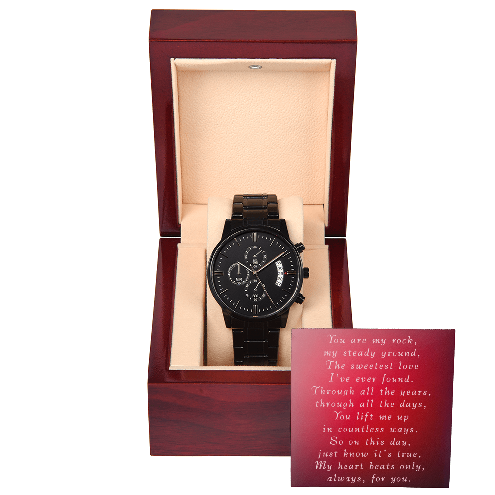 Valentine's Day Black Chronograph Watch from Wife to Husband