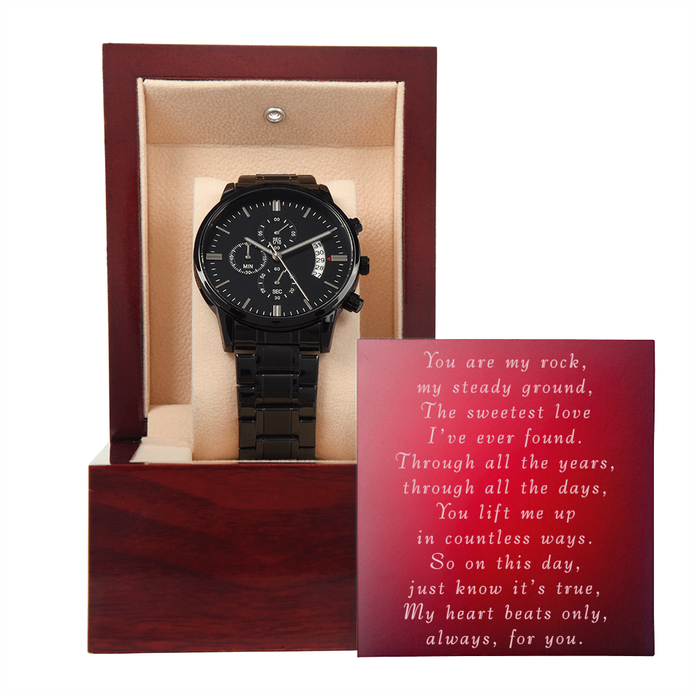 Valentine's Day Black Chronograph Watch from Wife to Husband