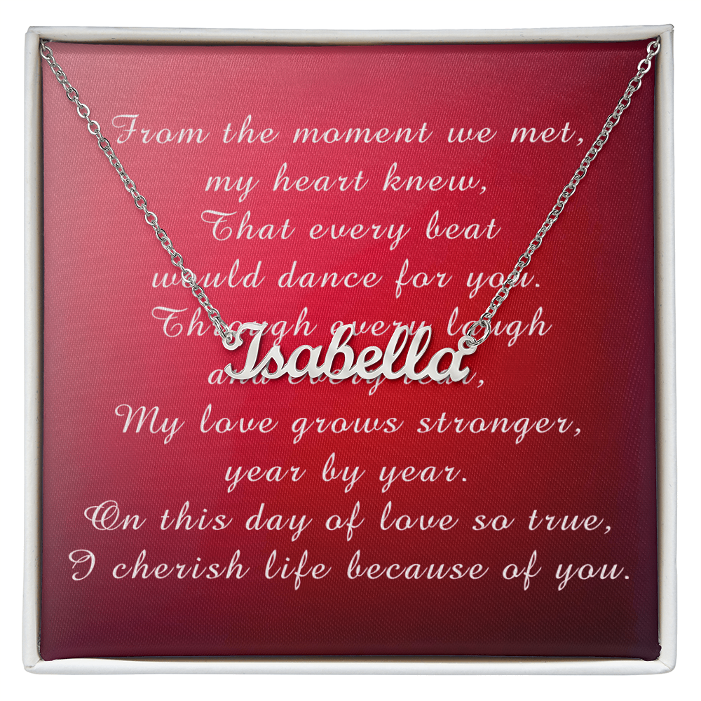 Valentine's Day Custom Name Necklace from Husband to Wife