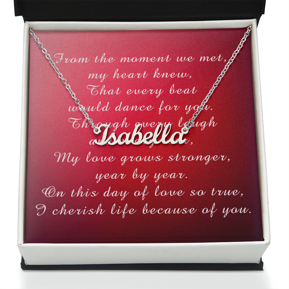 Valentine's Day Custom Name Necklace from Husband to Wife