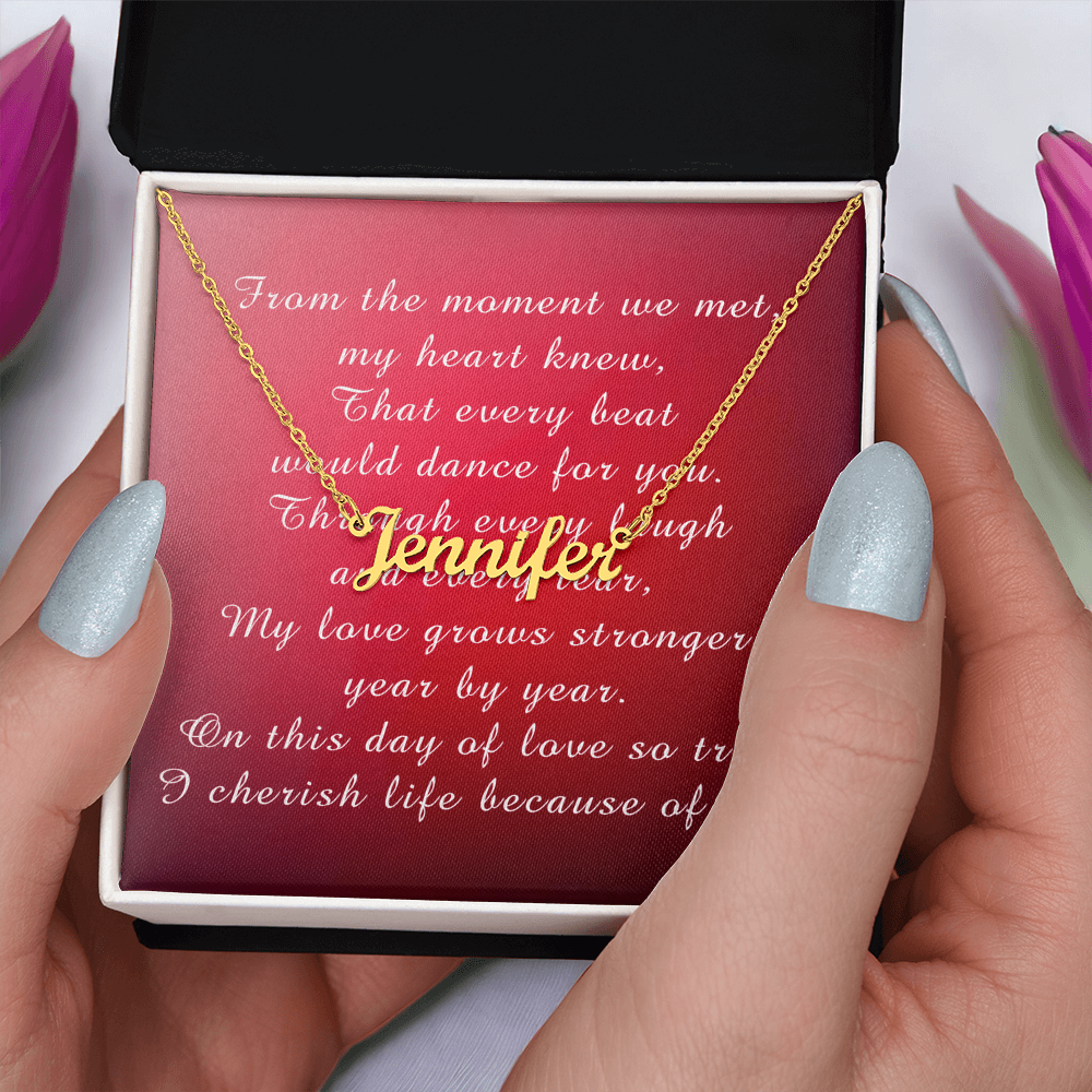 Valentine's Day Custom Name Necklace from Husband to Wife