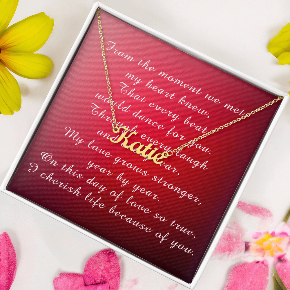 Valentine's Day Custom Name Necklace from Husband to Wife