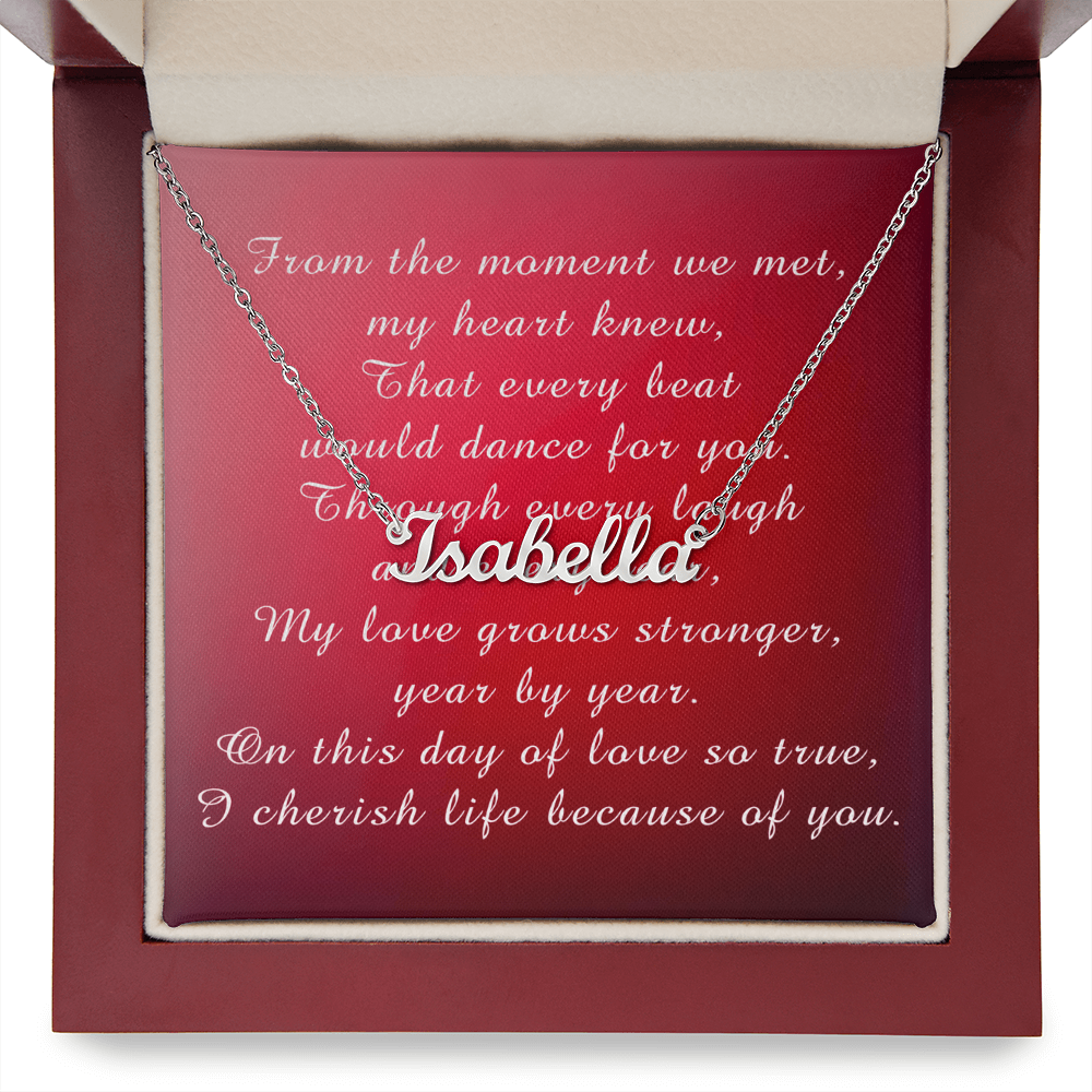 Valentine's Day Custom Name Necklace from Husband to Wife