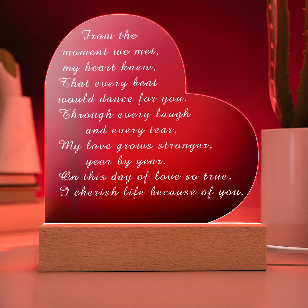 Acrylic Heart Plaque Valentine's Day from Husband to Wife