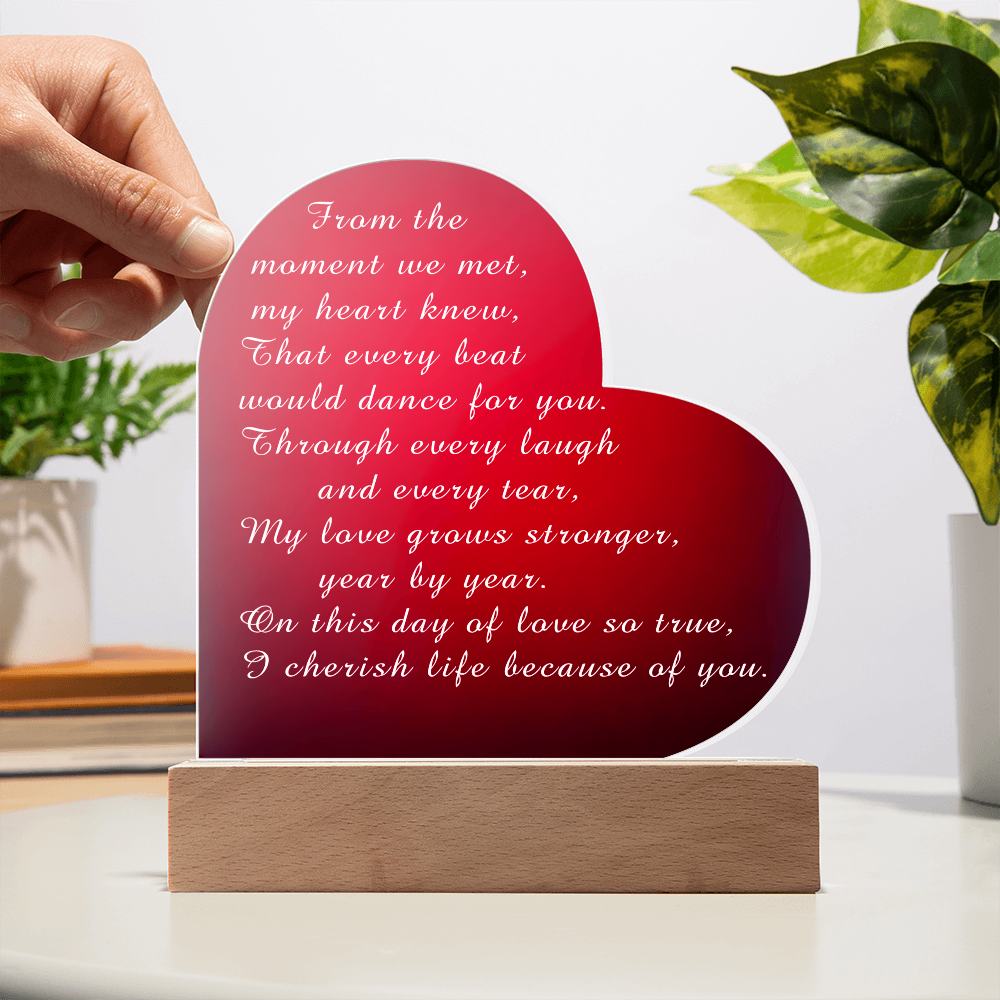 Acrylic Heart Plaque Valentine's Day from Husband to Wife