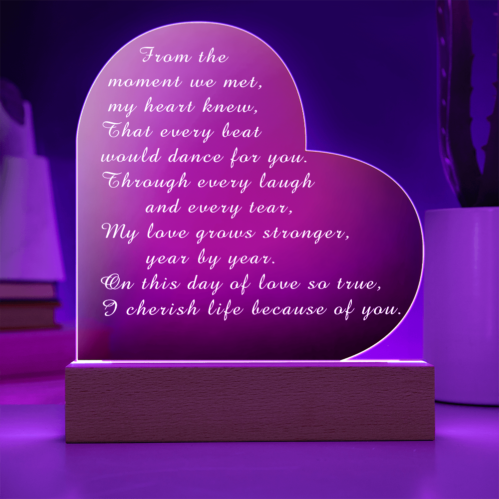 Acrylic Heart Plaque Valentine's Day from Husband to Wife